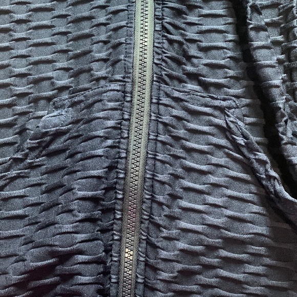 New Mix Navy Blue Form Fitting Zip Up Hoodie Size S/M - Picture 3 of 10